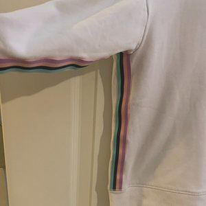 Athleta White Sweat Shirt With a Rainbow Stripe